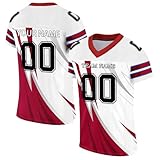 Personalisiertes American FootballTrikot Personalized Bedruckt Team Name & Number Custom Football Jersey Sporttrikot für Herren Damen Jugend Unisex Schnelltrocknend Atmungsaktiv T-Shirts(#A 1)