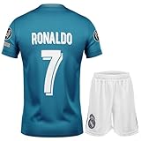 NIHMEX Madrid Nostalgie Blau #7 Final,Limitierte Auflage Trikot Fußball Neu Saison, Shorts Socken Jugendgrößen (Blau,152)