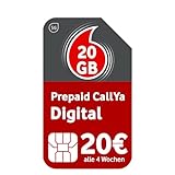 Prepaid CallYa Digital | Dauerhaft 15 GB Datenvolumen | 20 Euro Startguthaben | | monatlich kündbar | 5G-Netz | Telefon- & SMS-F