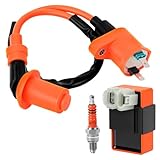 QWORK® Zündspule Zündkerze Zündsystem für GY6 50CC 125CC 150CC Scooter ATV Roller Motorrad Motor Dirt Bik