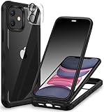 CENHUFO Sichtschutz Hülle für iPhone 11, mit Eingebautem Privacy Panzerglas Displayschutz und Kameraschutzfolie 360 Grad Handyhülle Schutzhülle Stoßfest Bumper AntiSpy Cover komplett Case -Schw