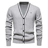 generisch Herren DüNne Cardigan Leichte Strickjacke V-Ausschnitt Langarm Cardigans Strickshirts Mit Knopfleiste Wintermode Pullover Elegante Strickjacken Weiche Bequeme Open Jack