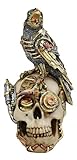 Ebros Colorful Steampunk Silver Cyborg Rabe Perching On Robotic Submariner Clockwork Gears Skull Statue As Macabre Ossuary Victorian Industrial Sci Fi Ravens Skulls Accent Fig