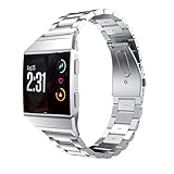 Syxinn Kompatibel mit Fitbit Ionic Armband, Edelstahl Metall Ersatz Uhrenarmbänd Sportband Armbänder für Ionic W