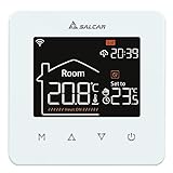 SALCAR Thermostat Heizung Smart LCD Touchscreen für Elektrische Fußbodenheizung Raumthermostat WiFi Tuya Fussbodenheizung Thermostat Programmierbare Kompatibel mit Amazon Alexa 16A, Weiß