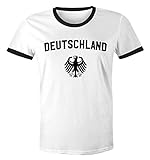 MoonWorks WM Shirt 2018 Fußball Deutschland Adler Wappen Herren Retro weiß-schwarz L