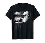 Charles Darwin Portrait quote Evolution Atheist gift T-S