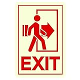 Bidesign 'In Exit'-Schild, leuchtet im Dunkeln, beleuchtet, nachleuchtend, vertikal, Projektionsschild, Verwendung für Zuhause, Büro, Flur, Geschäft, PVC, für den Innen- und Außenbereich, 30,5 x 20,3