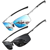 LEDING&BEST Polarisierte Pilotenbrille Sonnenbrille Herren Damen Freien Leichtgewicht Metallrahmen Angeln Golf Fahren Stilvoll Retro Flieger brille Cat 3 CE