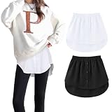 Zhiaek 2 Stück Hemdverlängerung Damen Mini Unterrock Lower Skirt Shirt Extender Unterzieh Blusenrock Hemd Verlängerung Rock mit Knöpfen Für Pullover, Sweatshirts, Jack