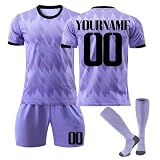Generic Personalisierte R.Madrid Fußball Trikot, Customizable Trikot Mit Namen Kinder, Individuelles Fussball Trikot Shorts Socken Jungen Herren B