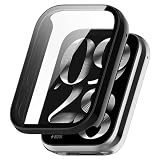 Schutzhülle für Xiaomi Smart Band 9 Pro Hülle, Harter PC Case Cover mit Glas Schutzfolie Displayschutz, Anti-Kratz Anti-Staub Schutz Gehäuse für Xiaomi Mi Band 9 Pro (Black)