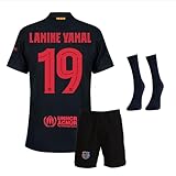 IHIMI Barcelona Lamine Yamal, #19 Trikot Set Schwarz für Kinder Mit Socks und Shorts, Fußball Trainingstrikot, Sporttrikot für Fußballfans (140)