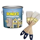 Bondex Dauerschutz-Farbe 2,50l (inkl. Nordje Pinsel-Set 3-teilig) (Cremeweiß / Champagner)