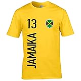 FanShirts4u Herren Fan-Shirt Jersey Trikot - Jamaika/Jamaica - T-Shirt inkl. Druck Wunschname & Nummer WM (XL, Jamaika/gelb)