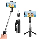 hohem Q 4 in 1 Selfie-Stick, tragbares Stativ, Gimbal-Stabilisator mit eingebauter Verlängerungsstange, App-Interaktion und Fernbedienung, Telefonkardane, Auto-B