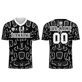 DFG RYNDAIR Fußballtrikot personalisiert mit Name Nummer Logo Trikot and Shorts Set für Erwachsene Kinder (Schwarz Grau, M)