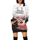Weihnachtspullover Herren XXXL Damen Top Flügelärmel Tops Rundhals Oberteil Spitzentop Elegant Shirts mit Sp