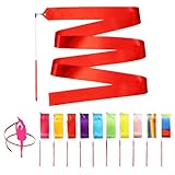 Novelty Place 10 Stück Tanzbänder Streamer - 2m Gymnastik-Tanzbänder - Perfekte Rhythmus-Bänder für Unisex-Kinder-Talentwettbewerbe, künstlerisches Tanzen, Baton Twirling (10 Farben)