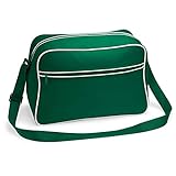 Retro Shoulder Bag im Design der Siebziger, Schultertasche Sporttasche aus Polyester mit Paspelierung inkl. gratis Schlüsselanhäng