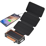 Solar-Powerbank, handgekröpftes Batteriebank-Ladegerät mit LED-Licht, integrierte SOS-Alarmfunktion und Kompass, kabellose Powerbank für Damen und H