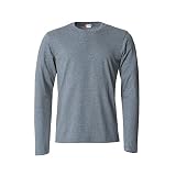 CLIQUE Herren Langarmshirt Basic-T L/S, Baumwolle Jersey, Stretchkragen, Regenband, slim fit, Heatheygrey, XS