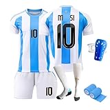 Fussball Trikot Kinder/Erwachsene Set, Nr.10 Fußball Training Skleidung，Schnell Trocknendes Atmungsaktives Fußballtrikot mit Fußball-T-Shirt (A, 152-160)