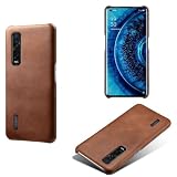 Hülle für Oppo Find X2 Pro,Sturzschutz,Fingerabdruckbeständigkeit,Einfache einfarbige Rückenschale,Kunststoffimitationsleder Design-Brow