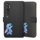 DeinDesign Klapphülle kompatibel mit Xiaomi Mi Note 10 Pro Handyhülle aus Kunst Leder schwarz Flip Case Lilo & Stitch Fanartikel Disney