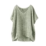 Nuaoxyeu Women's Blouses & Shirts Musselin Bluse Damen Kurzarm Sommerbluse Oversized Elegant V-Ausschnitt Tshirts GroßE GrößEn Leichte Hawaii Hemd LäSsige Basic Baggy Angebote des Tages H