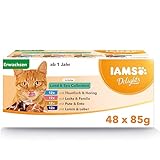 IAMS Delights Land & Sea Collection Katzenfutter Nass - Multipack mit Fleisch und Fisch Sorten in Gelee, Nassfutter für Katzen ab 1 Jahr, 48 x 85 g