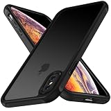 ivoler Hülle für iPhone XS und iPhone X 5.8 Zoll, [Vollständiger Kameraschutz] [Militärstandard] Stoßfest Handyhülle, Matt Durchscheinende Rückseite Anti-Fingerabdruck Schutzhülle Case (Schwarz)