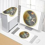 Hixingo 3 Stück Set Staubschutzhülle für Computer Monitore, Tastatur Computer Host Desktop PC Monitor Protector Staubdicht Computer Fall Abdeckungen (20”-22”,Nordischer Elch)