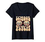 Damen Schule Psychologe Psychologie Schule Psych Groovy Hippie T-Shirt mit V