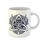 Becher Tasse 330Ml, Drachen Und Knoten Tattoo Symbol Des Wikingers Keramik Tasse Bedruckt Liebhaber Retro Tasse, Für Büro, Tee,