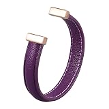 Skcess Armbänder für Herren Violett，Kettenarmbänder Offener Lederarmreif Im Einfachen Stil Rostfreier Stahl Männer Armb