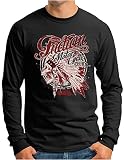 OM3® Indian-Motorcycle-Club Langarm Shirt - Herren - Skull Chopper Bike Motorbike - Schwarz, 4XL