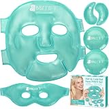 BBLTIFF kühlmaske Gesicht und Augenmaske kühlend, mit 4 x Halbmond & Rund Augen Kühlpads, Gel Schlafmaske Kühlend Wiederverwendbare Set, für Hautpflege, Ödeme Reduzieren, Kalt & Heiß Dual Purp