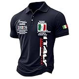 Generico Herren Kurzarm Positionsreduzierung Hemd Casual Loose Fit Perfekt Sommer Waschen Party T-Shirt Fußball Trikots Spieler T-Shirt Italienische Nationalfans Fanshirt, Marineblau, XXL