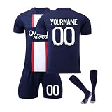 Personalisiertes Fußball Trikots Set 25/24 Hause/Auswärts Fußballtrikot Strips Fussball Trainingsanzug Sportshirt Junge Football Training Tshirts Shorts und Socken Anzug mit DIY Name Nummer 11