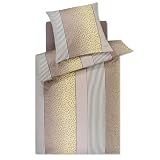 Joop! Bettwäsche Leo 4112 03 Vanilla Streifen Gestreift Leopard Raubtier Fell Muster Vanille Creme Sand Mako Satin, Größe:200 cm x 200