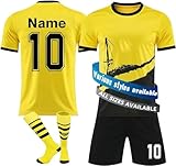 Generic BVB Personalisiertes Trikot für Kinder Fußball Trikot mit Namen Nummer Team und Logo Trainingsanzug Fussball Trikot 3 Teiliger Satz Erwachsene/Kinder Fussball Anzug A99 XX-Larg
