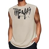 Duohropke Tank Top Herren Sport Trikot Sommer Muskelshirt Ärmelloses Shirt Mode Motiv Streetwear Freizeit Baumwolle T-Shirt Tshirt Basic Oberteile Junge U