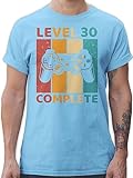 T-Shirt Herren - 30. Geburtstag - Level 30 Complete - Dreizig Freigeschalten Unlocked Completed - Zocker Gamer - XXL - Hellblau - Tshirt 30iger Party Shirt männer Outfit (30) Tshirts - L190