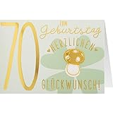 Sheepworld, Gruss & Co - 77881 - Klappkarte, Drahtkarte, Nr. 32, Geburtstag, 70, Zum Geburtstag Herzlichen Glückwunsch!, Umschlag, grü
