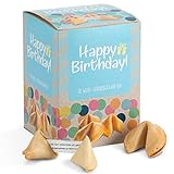 FOOD Crew 10 Glückskekse „Happy Birthday” - kleine Geschenke Idee - Geburtstag Geschenk - Kleines Geschenk - Als Geburtstagsgeschenk für Familie, Freunde & Kollegen - Süßigkeiten Geburtstag