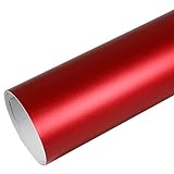 Rapid Teck® 15,79€/m² Premium – MATT Chrom Rot 50cm x 1,52m Auto Folie Blasenfrei mit Luftkanälen für Auto Folierung und 3D bekleben in Matt Glanz und Carb