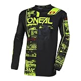 O'NEAL | Motocross-Shirt Langarm | MX MTB Mountainbike | Passform für Maximale Bewegungsfreiheit, Eingenähter Ellbogenschutz | Element Jersey Attack V.23 | Erwachsene | Schwarz Neon-Gelb | Größe L