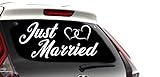 Shirtstown Just Married Aufkleber Hochzeit Liebe Herzen Sticker Auto 60 cm, Farbe W