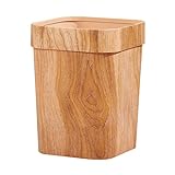 Zerodeko Bin Waste Basket Wood Waste Bin Trash Can with Lid Rustic Square Garbage Container Bin for Bathroom Bedroom Waste Bin Wastebaskets Trash Bin 12L Wood Grain Trash B